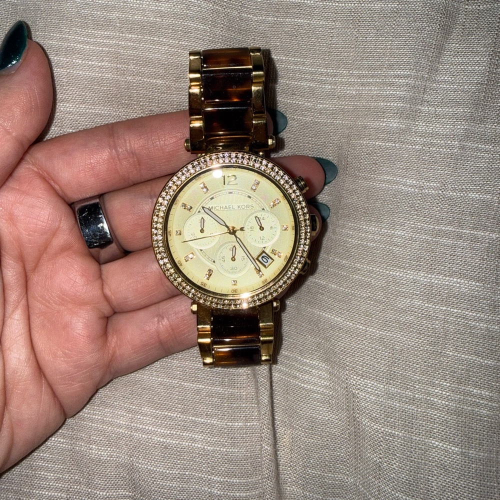 Michael Kors Gold and Brown Timepiece